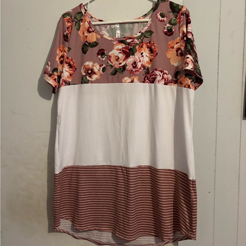 Floral and Striped Women's Top